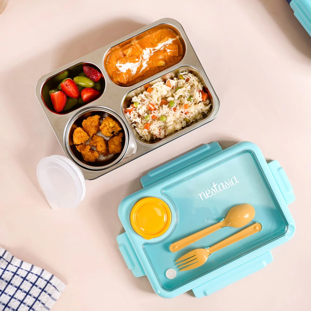 Bento Blue Stainless Steel Tiffin Box 950ml - Image 5