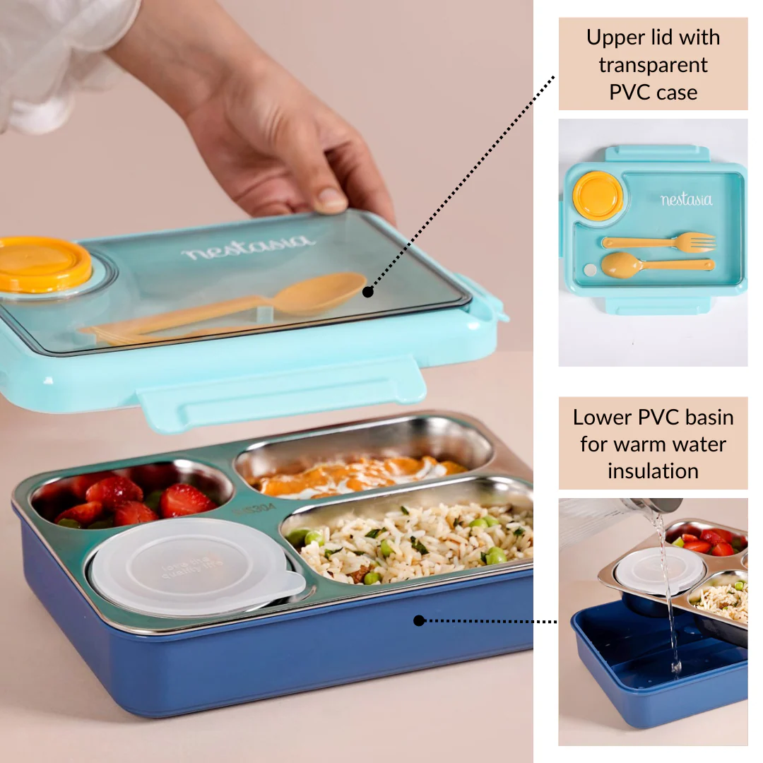 Bento Blue Stainless Steel Tiffin Box 950ml - Image 7