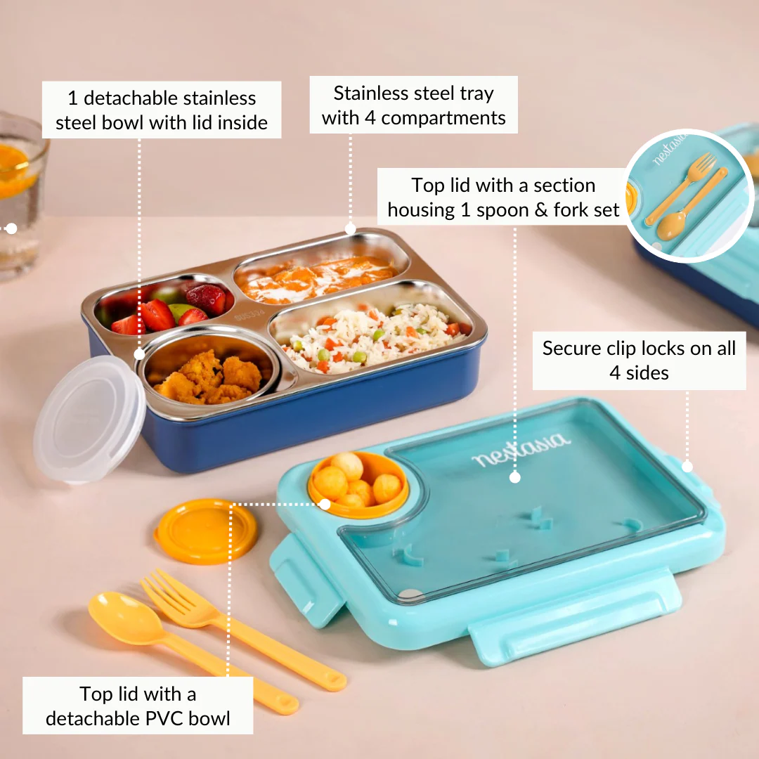 Bento Blue Stainless Steel Tiffin Box 950ml - Image 8