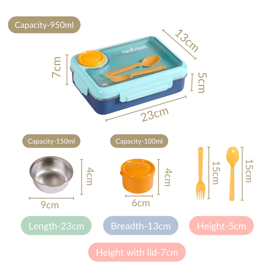 Bento Blue Stainless Steel Tiffin Box 950ml - Image 9