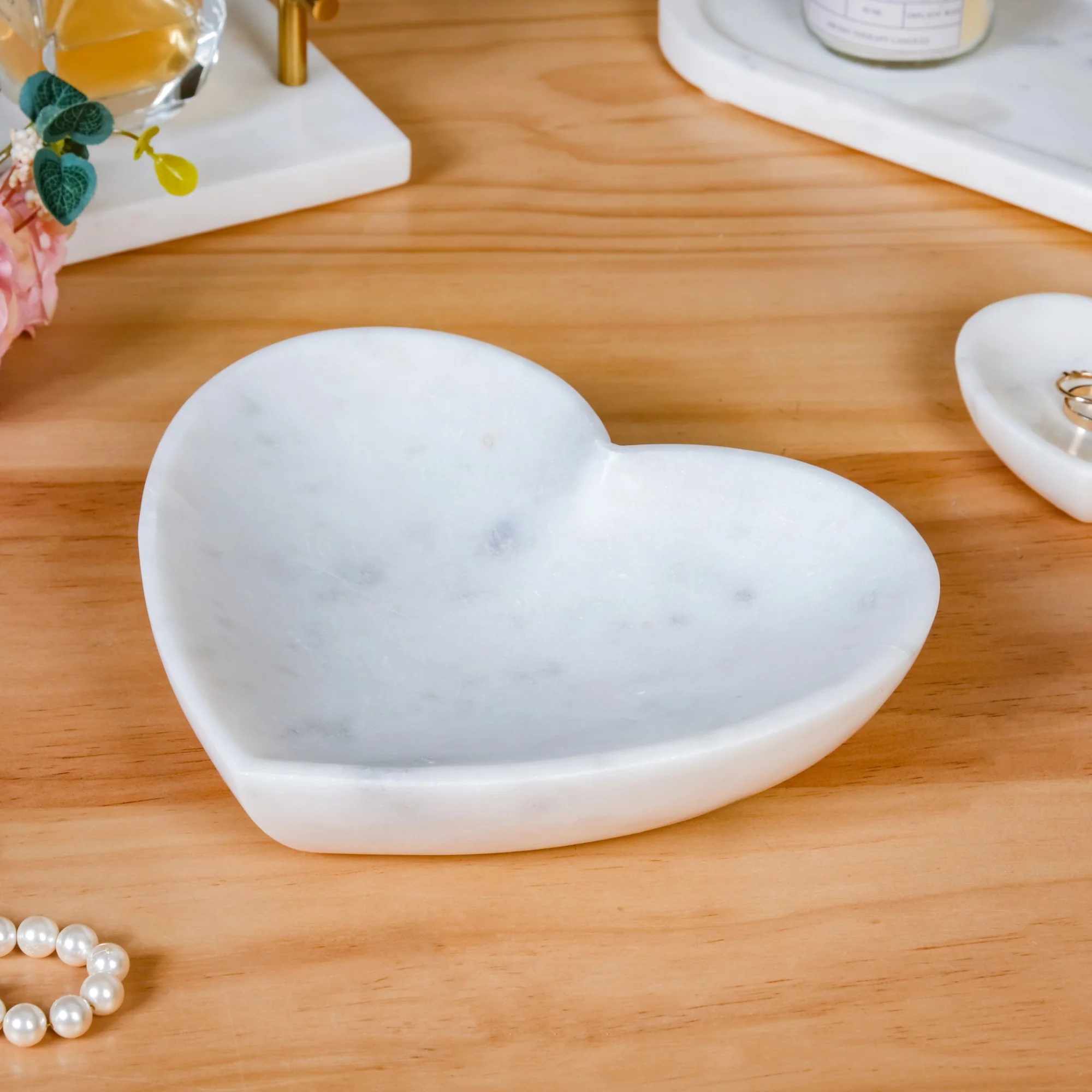 Big Heart Polished Marble Stone Platter 8 Inch - Image 2
