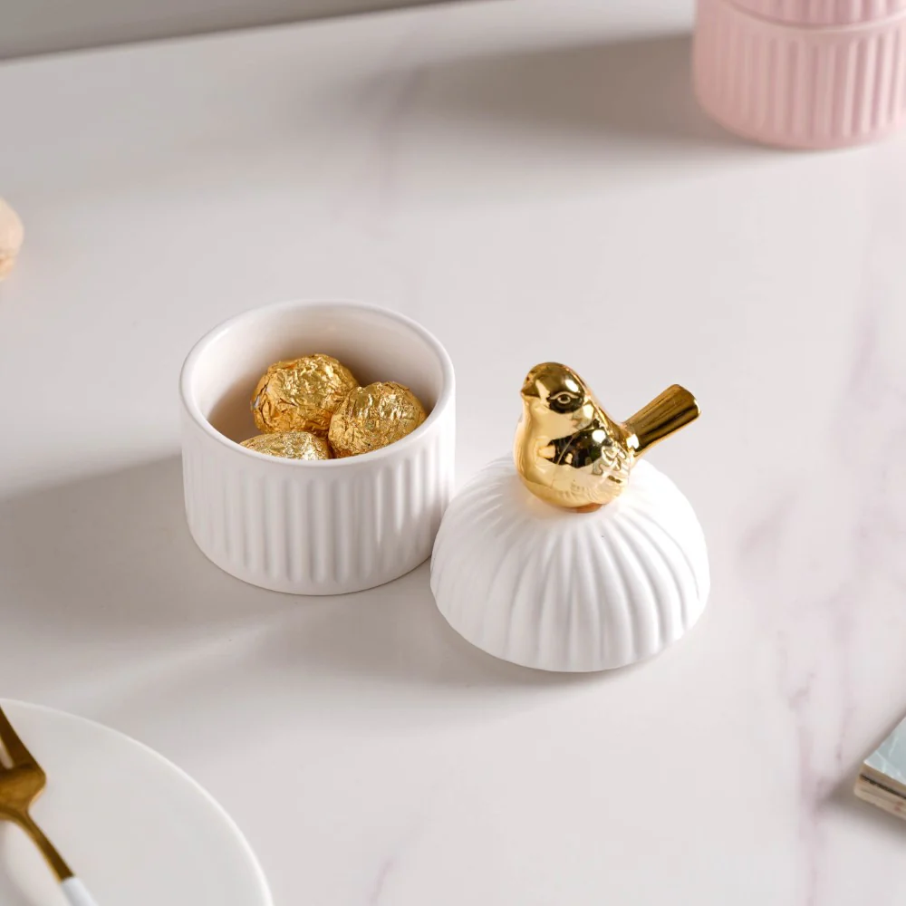 Bird Ceramic Canister White - Image 3
