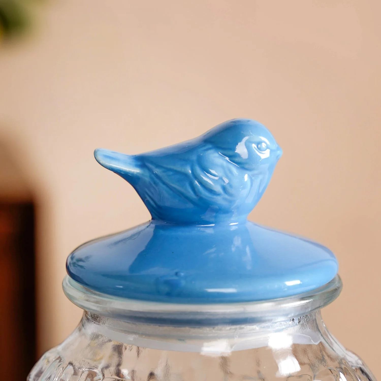 Bird Glass Jar With Blue Ceramic Lid Set Of 2 1500ml - Image 6