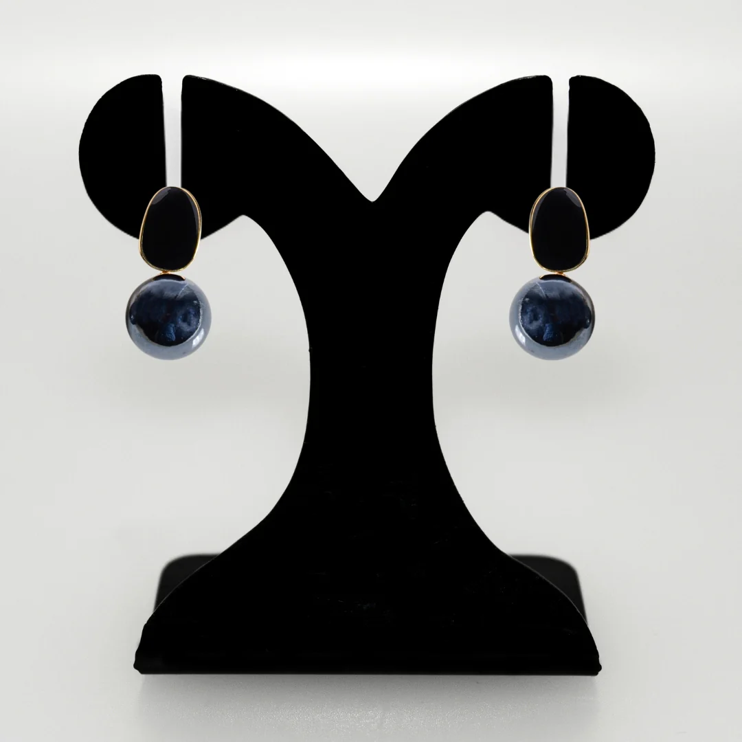 Black And Grey Contemporary Pearl Earrings - Image 6