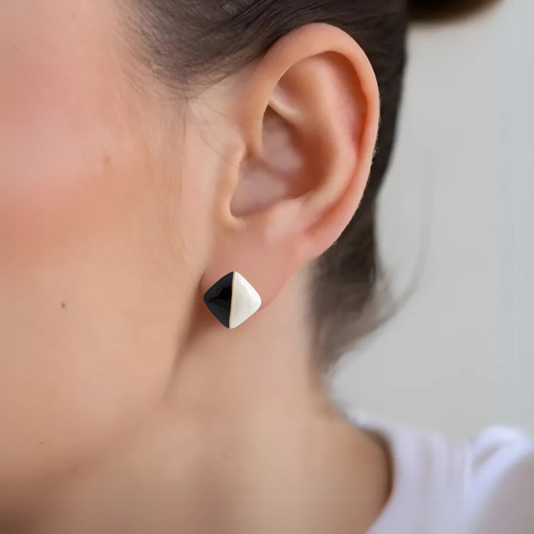 Black And White Square Studs - Image 5