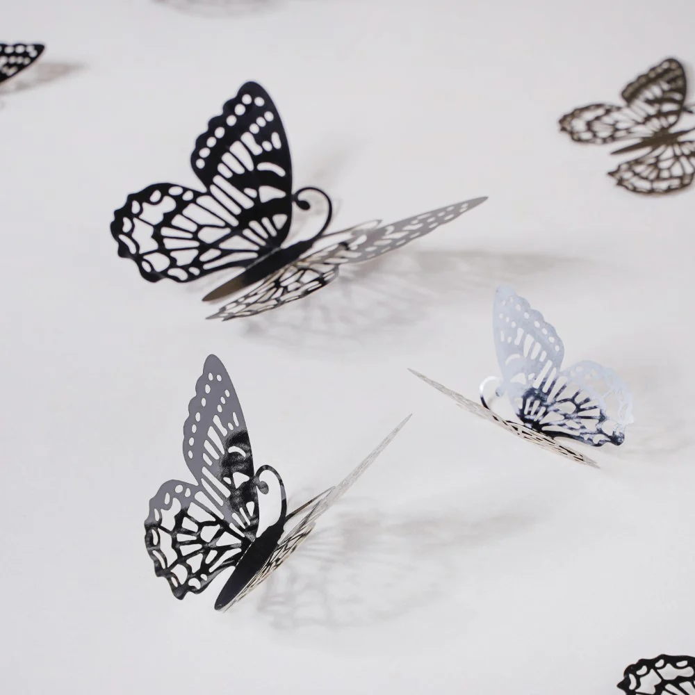 Black Butterfly 3D Wall Stickers Set Of 12 - Image 5