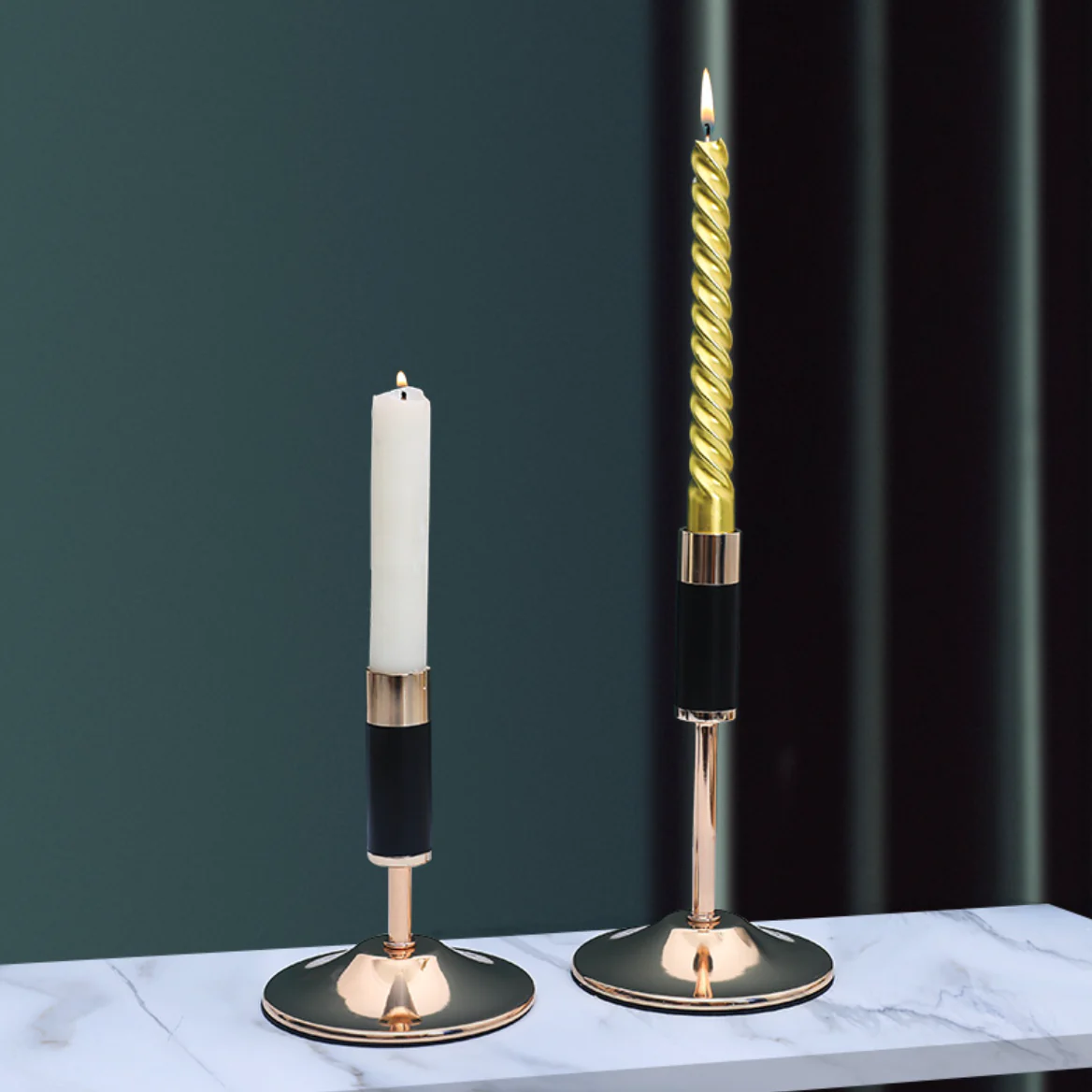 Black Contemporary Candle Holder Set of 2 - Image 6