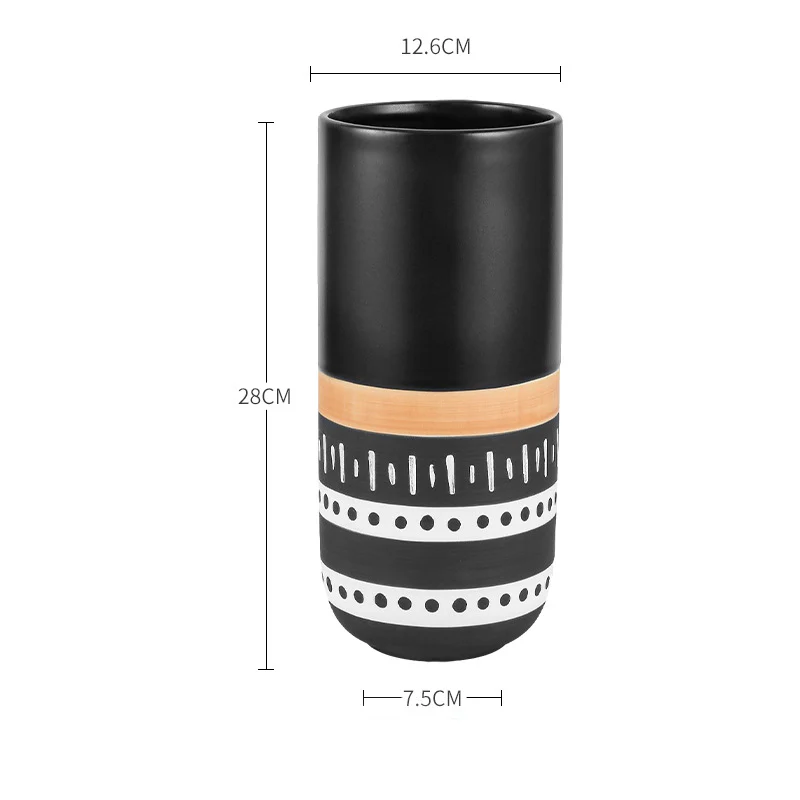 Black Ethnic Flute Vase - Image 9