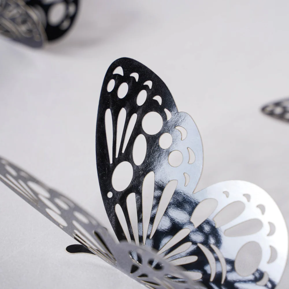 Black Foil Butterfly 3D Wall Stickers Set Of 12 - Image 4