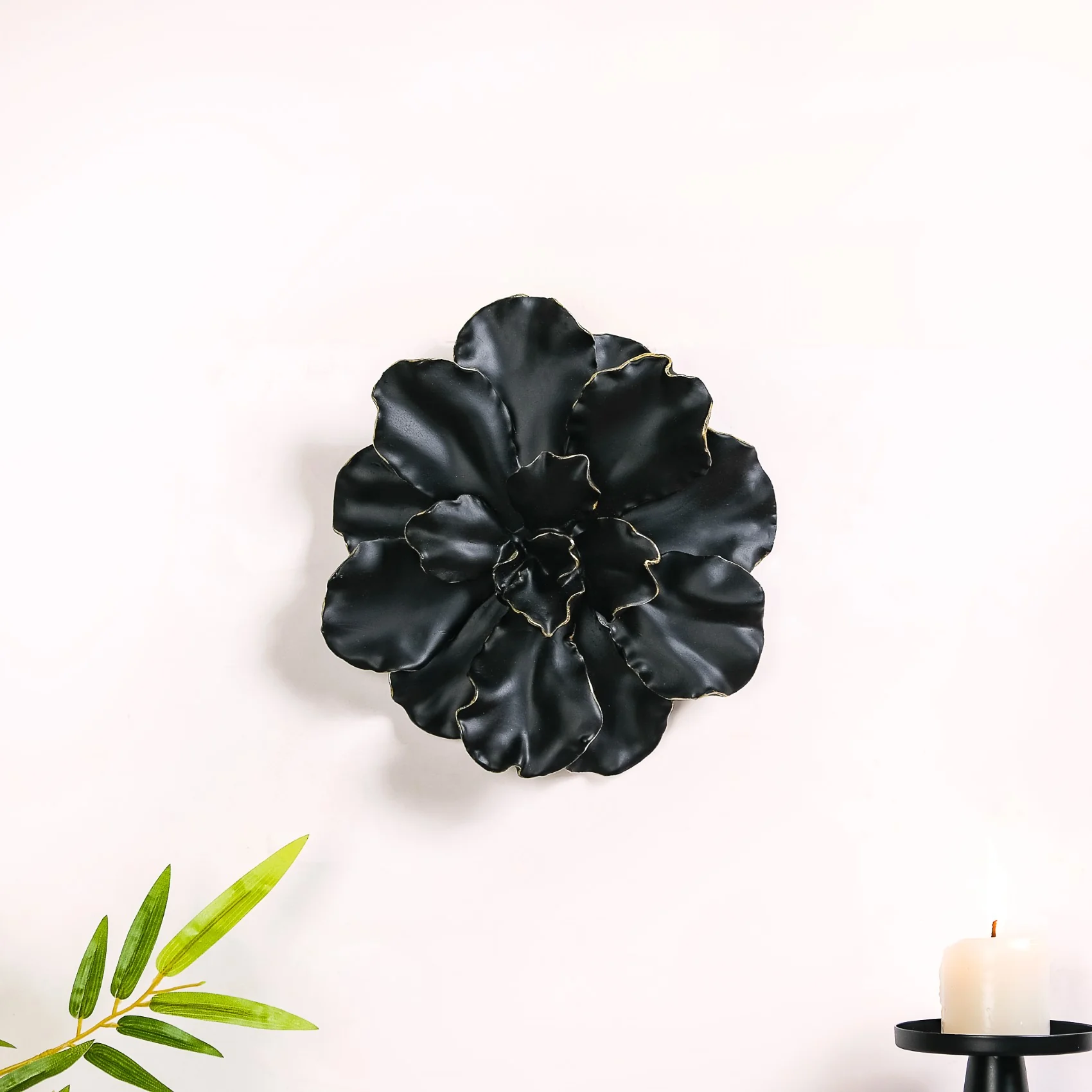 Black Gold Carnation Flower Wall Decor - Image 8