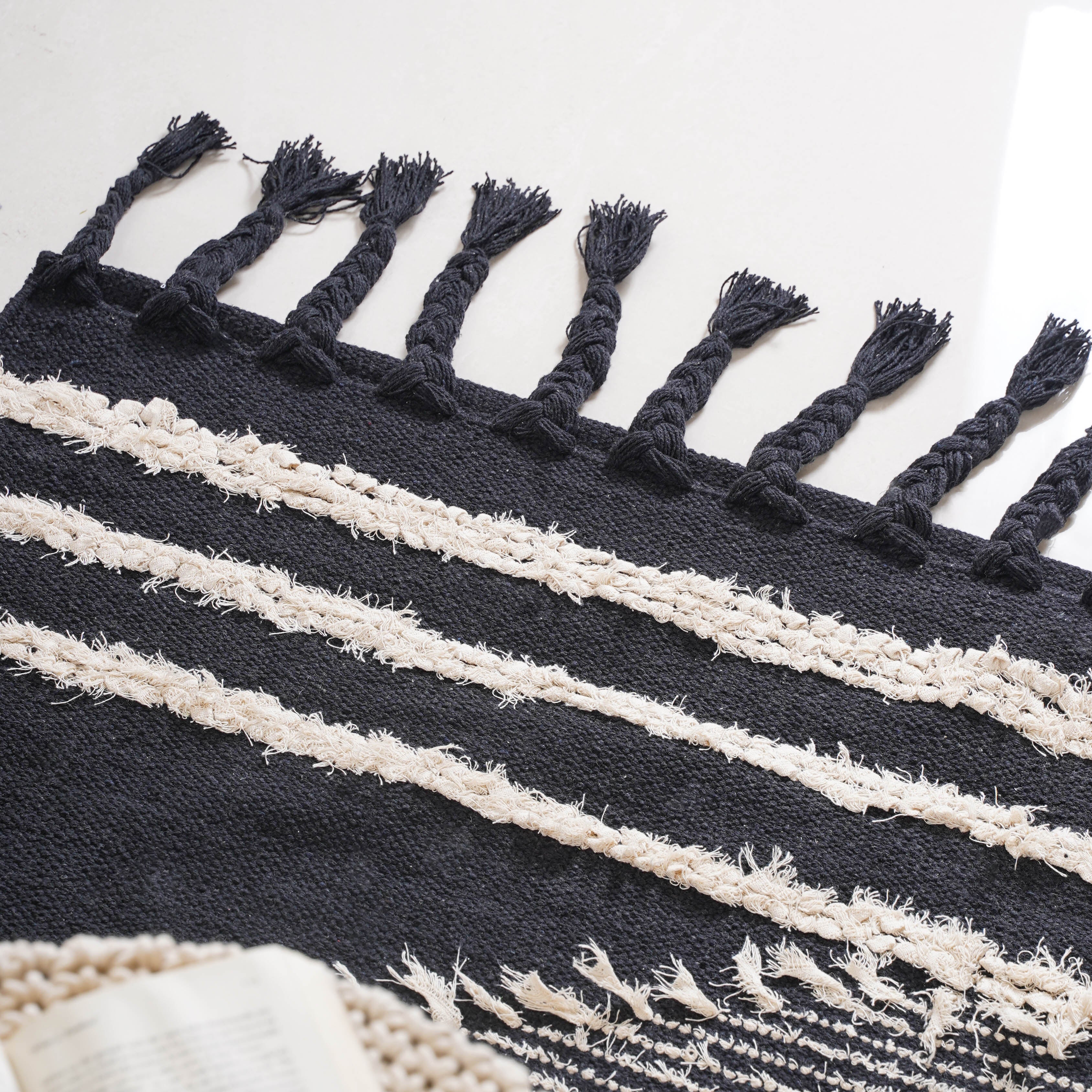 Black Handwoven Carpet for Living Room - Image 12