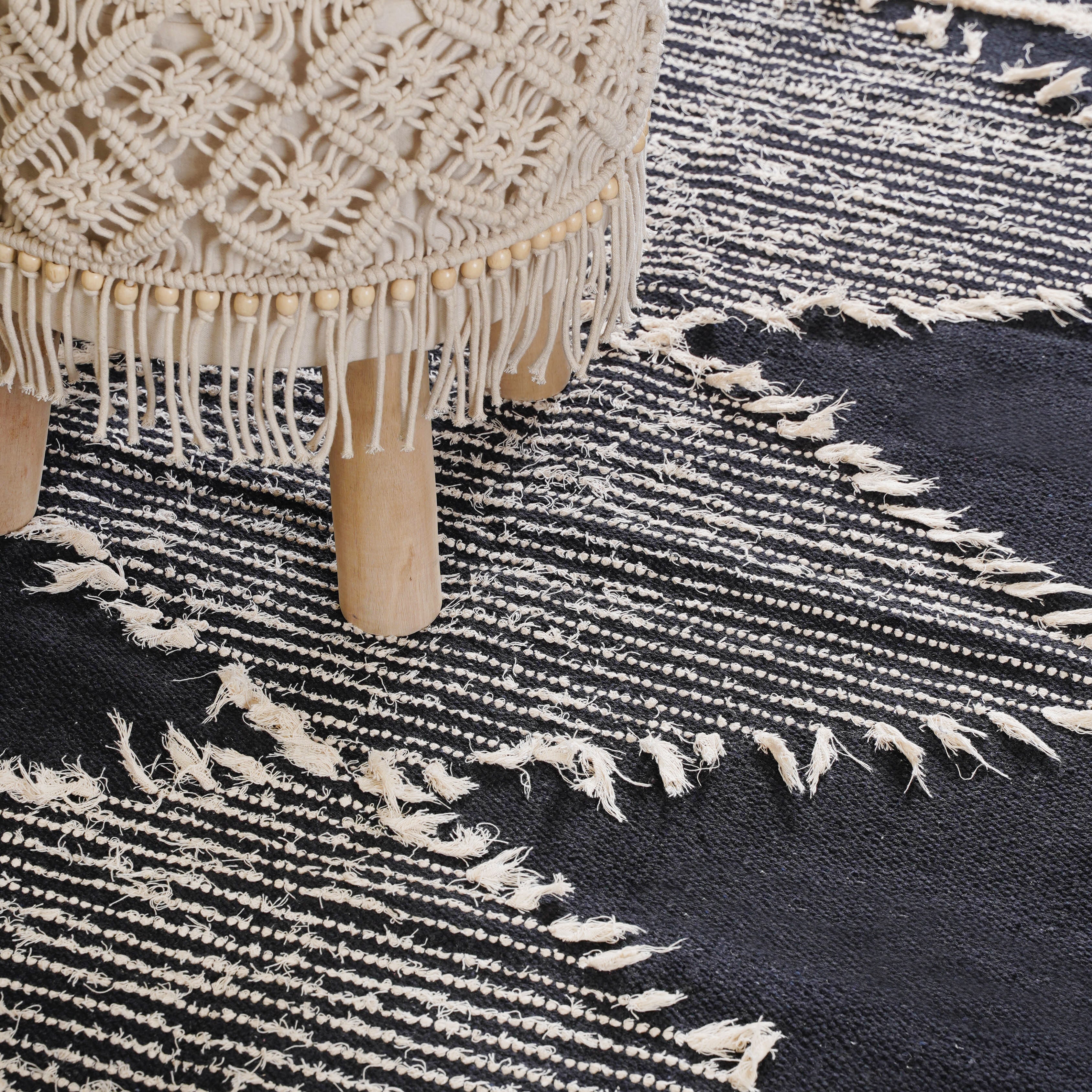 Black Handwoven Carpet for Living Room - Image 13