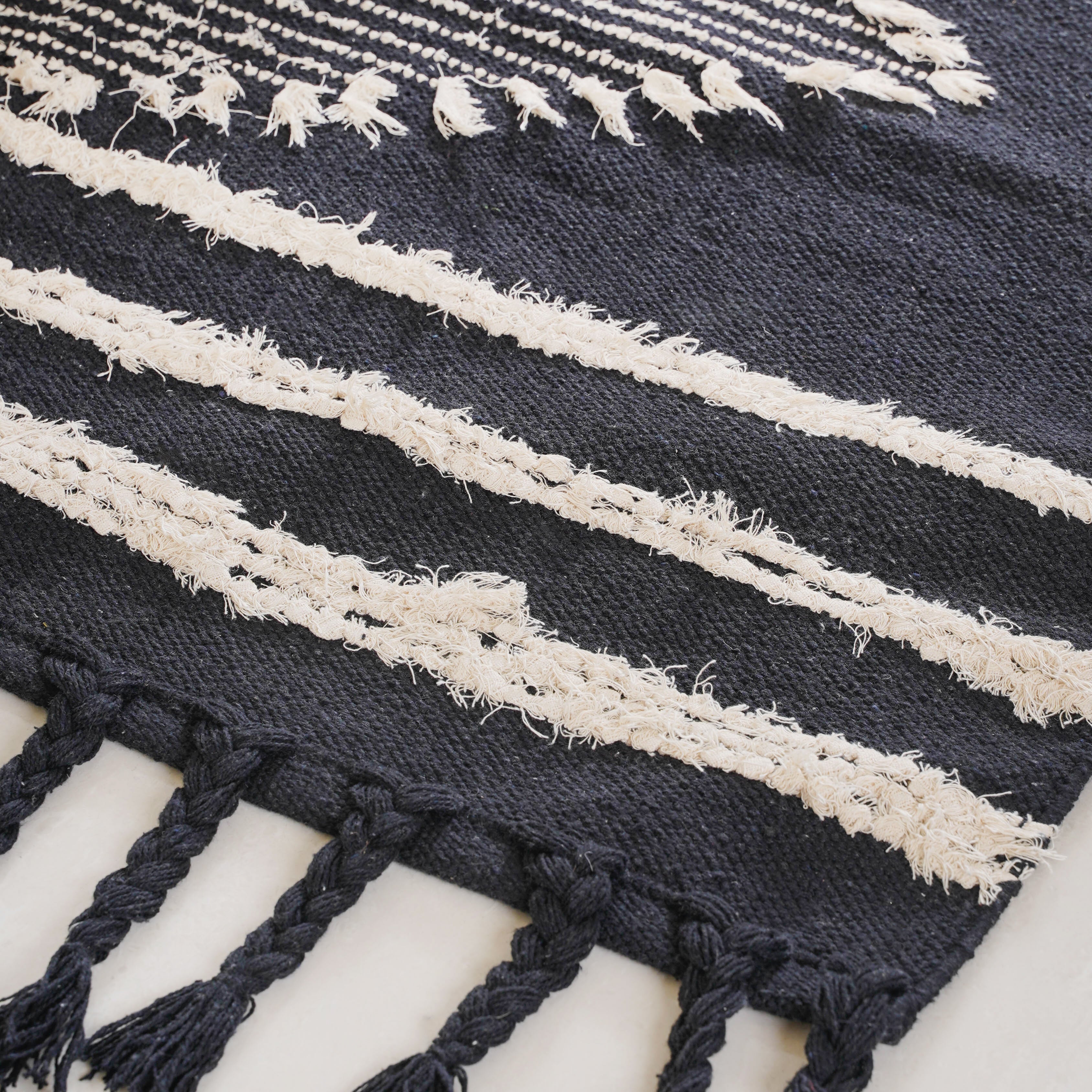 Black Handwoven Carpet for Living Room - Image 4