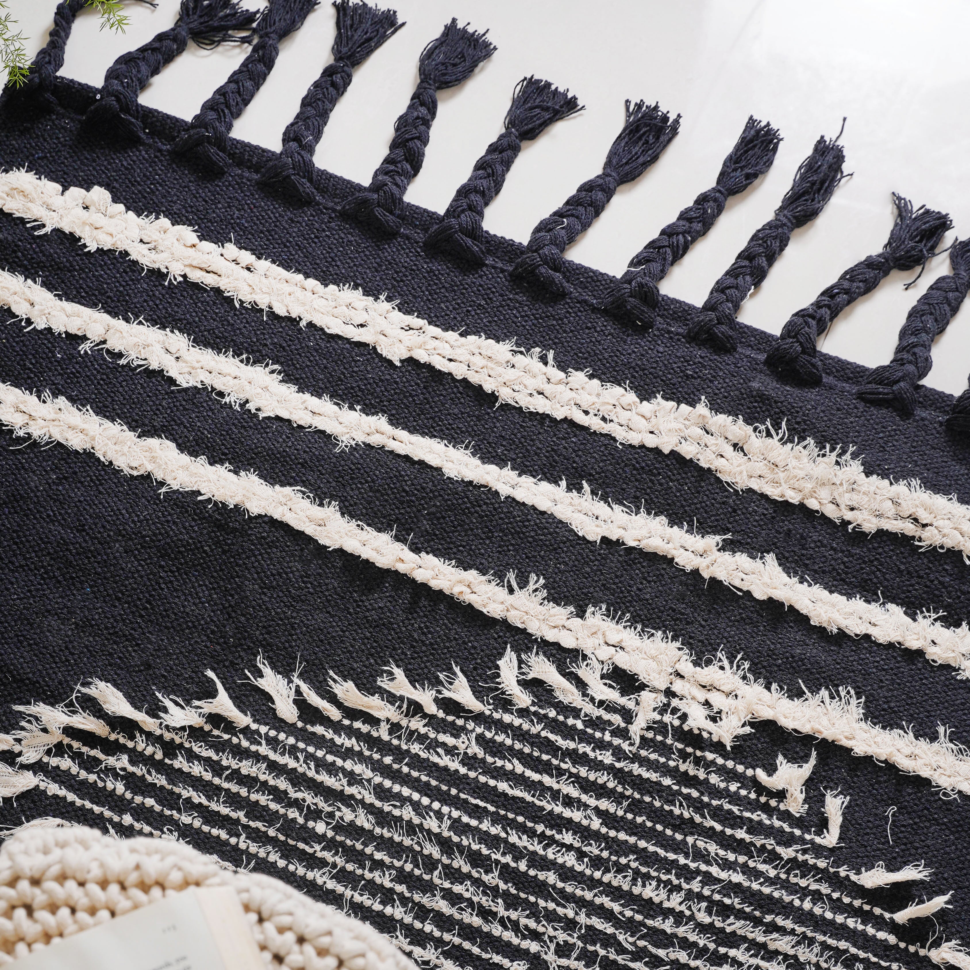 Black Handwoven Carpet for Living Room - Image 9