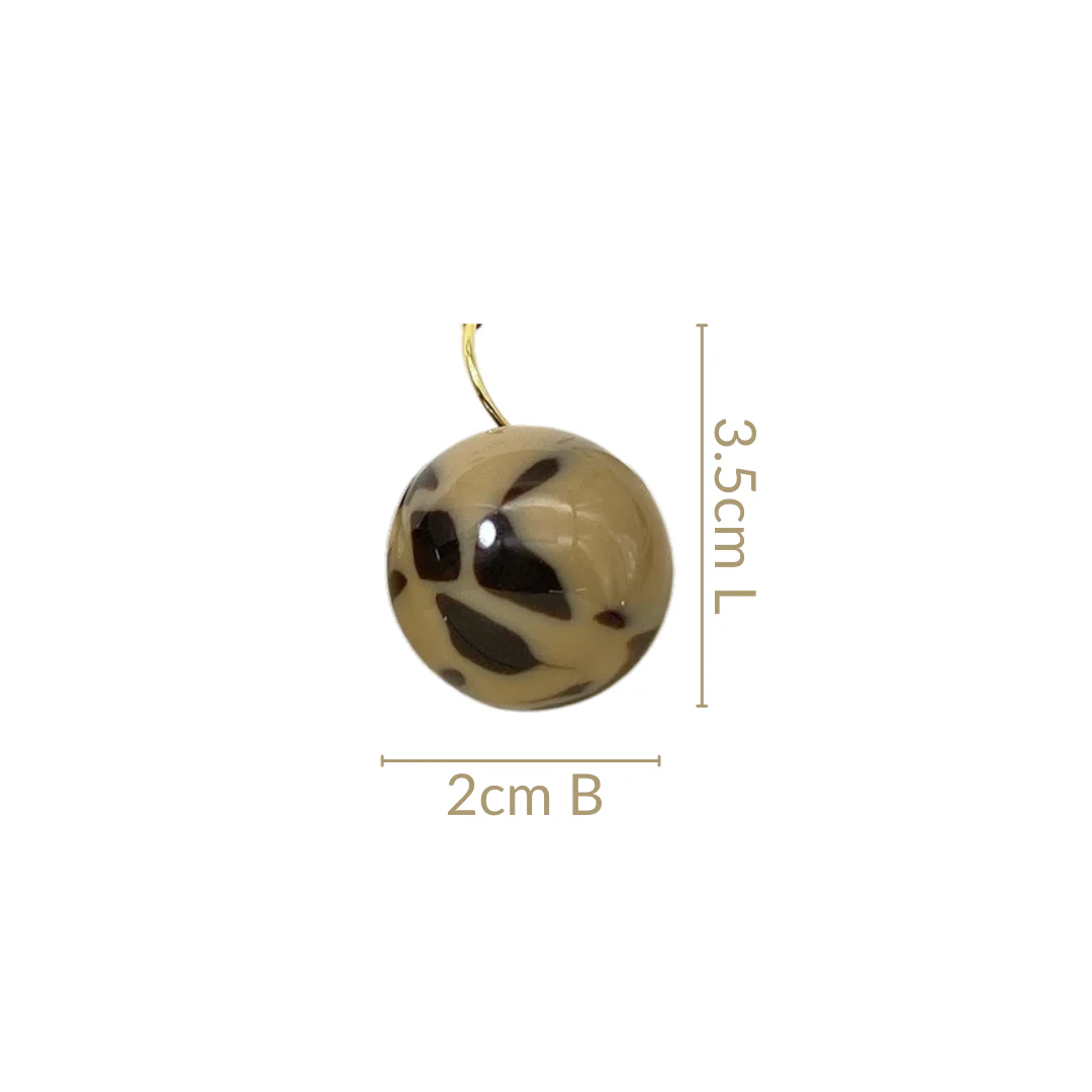 Black Patterned Brown Bead Earrings - Image 3