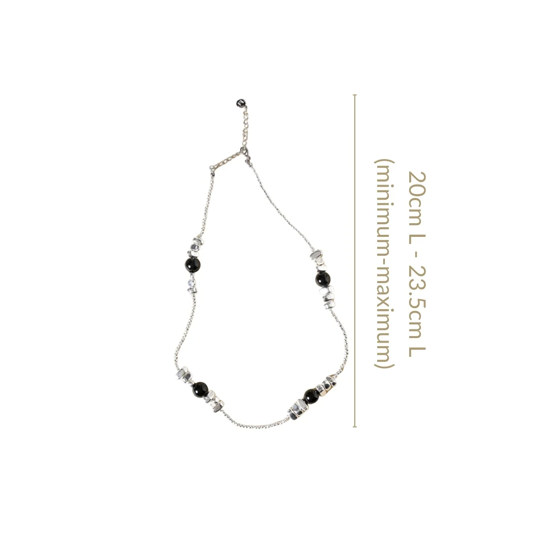 Black Pearls Beaded Silver Necklace - Image 3