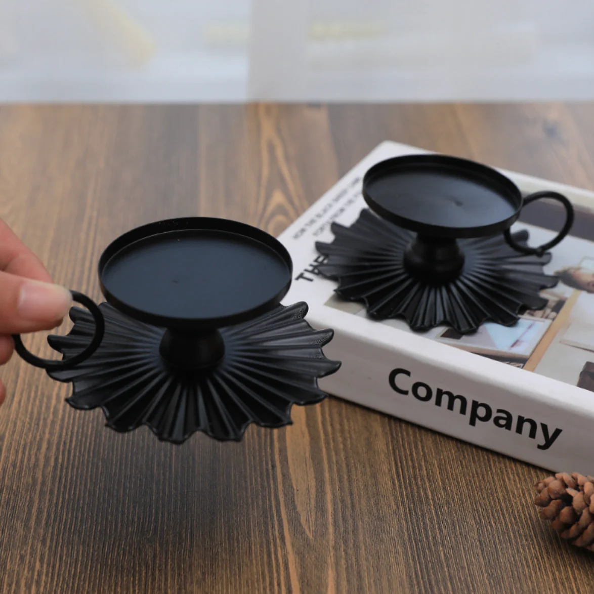 Black Round Candle Stands Set Of 2 - Image 5