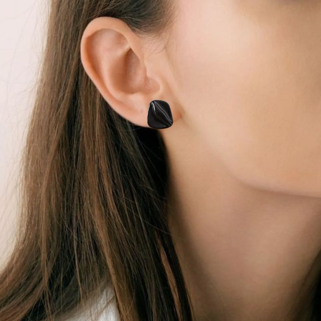 Black Sculpted Studs - Image 6