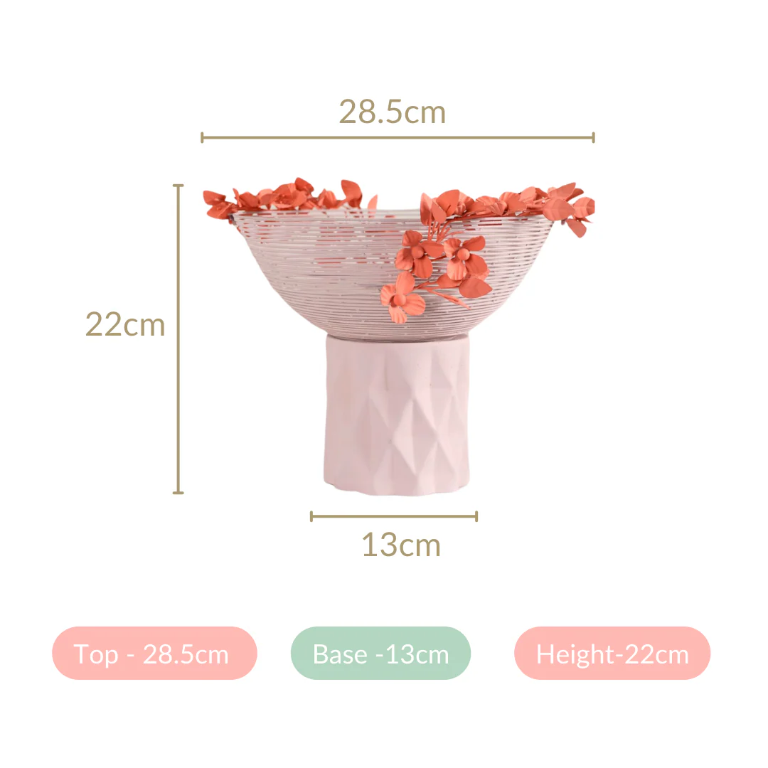 Bloom Basket Pink Pedestal Decorative Bowl - Image 5
