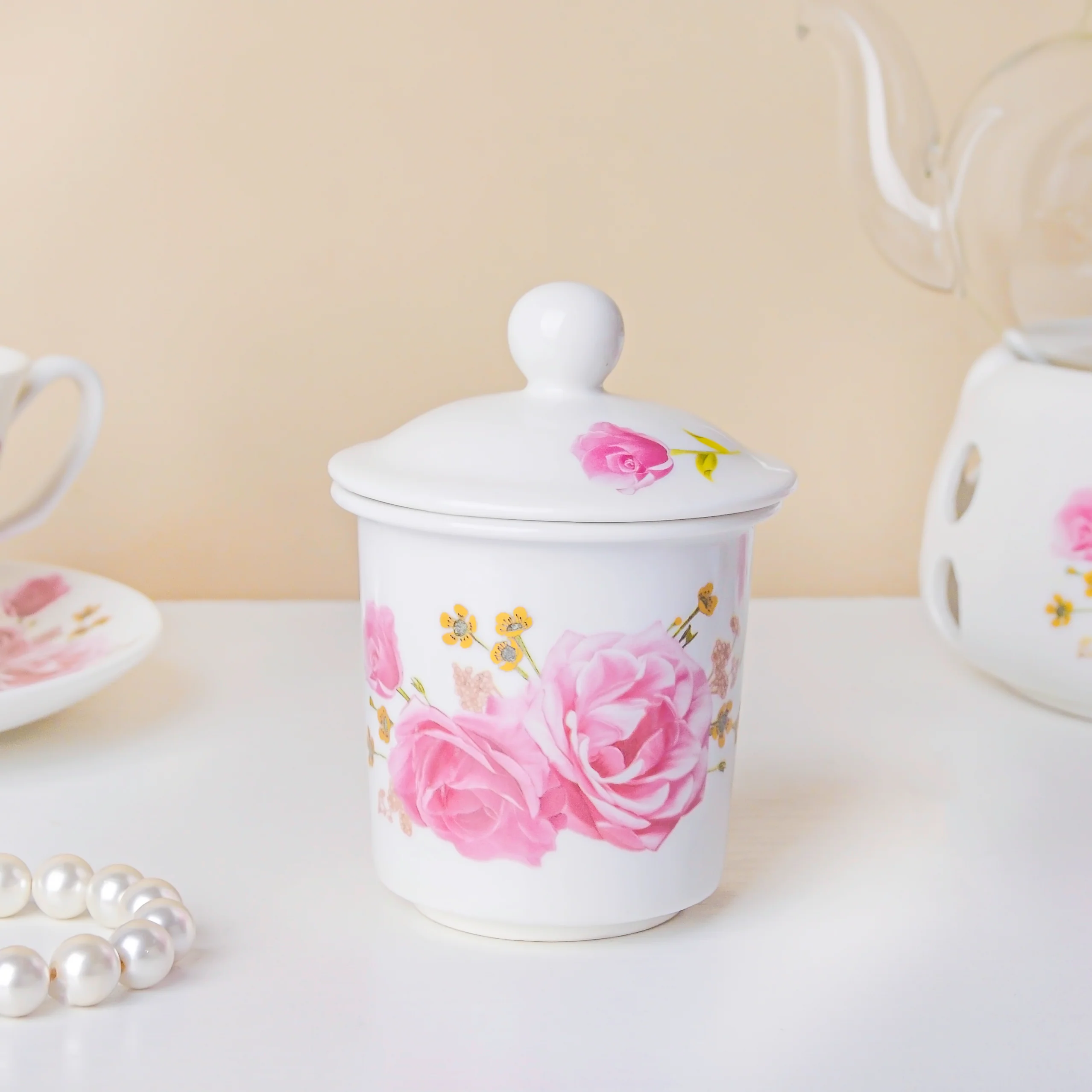 Cherry Rose Glass Teapot With Warmer Base 700 ml - Image 5