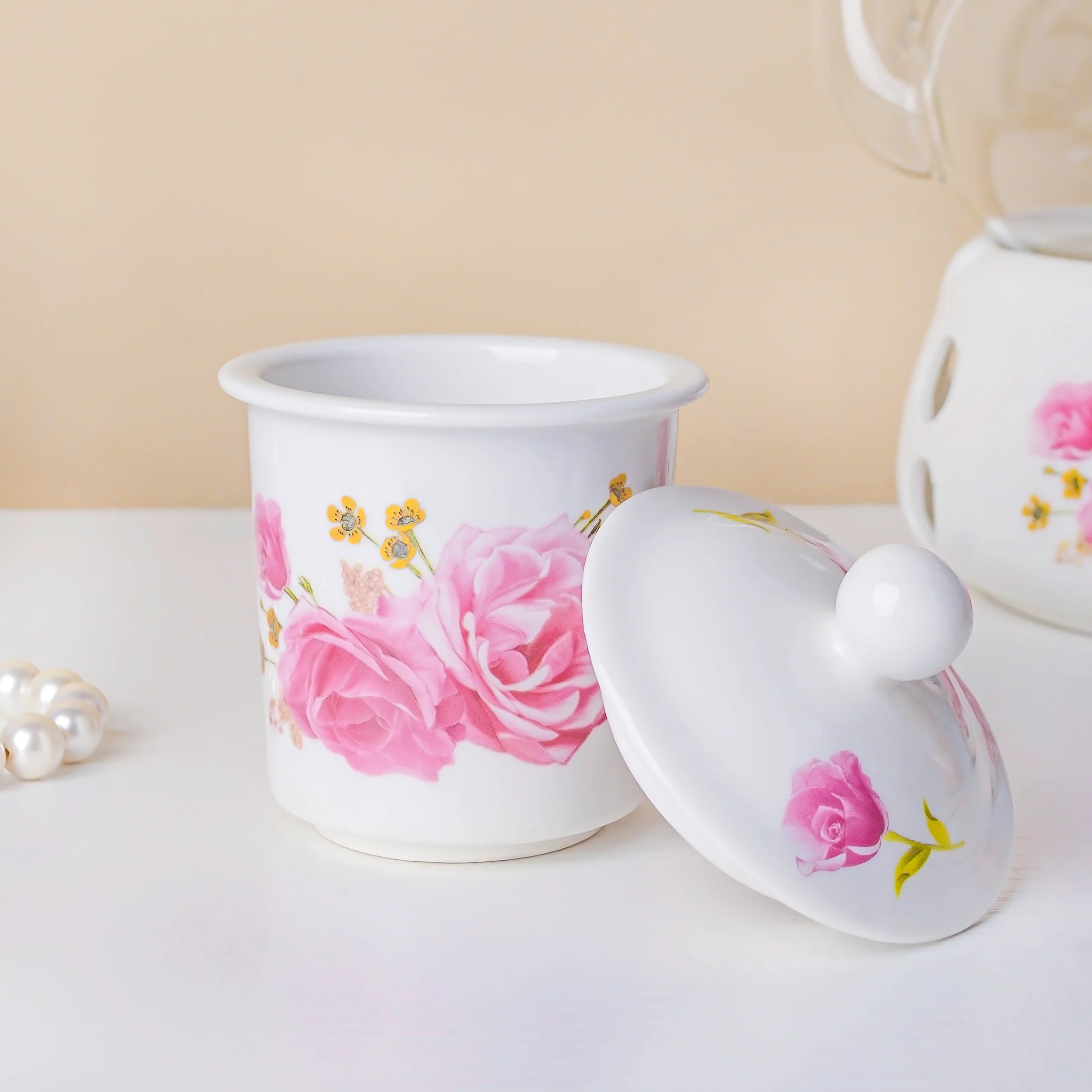 Cherry Rose Glass Teapot With Warmer Base 700 ml - Image 6