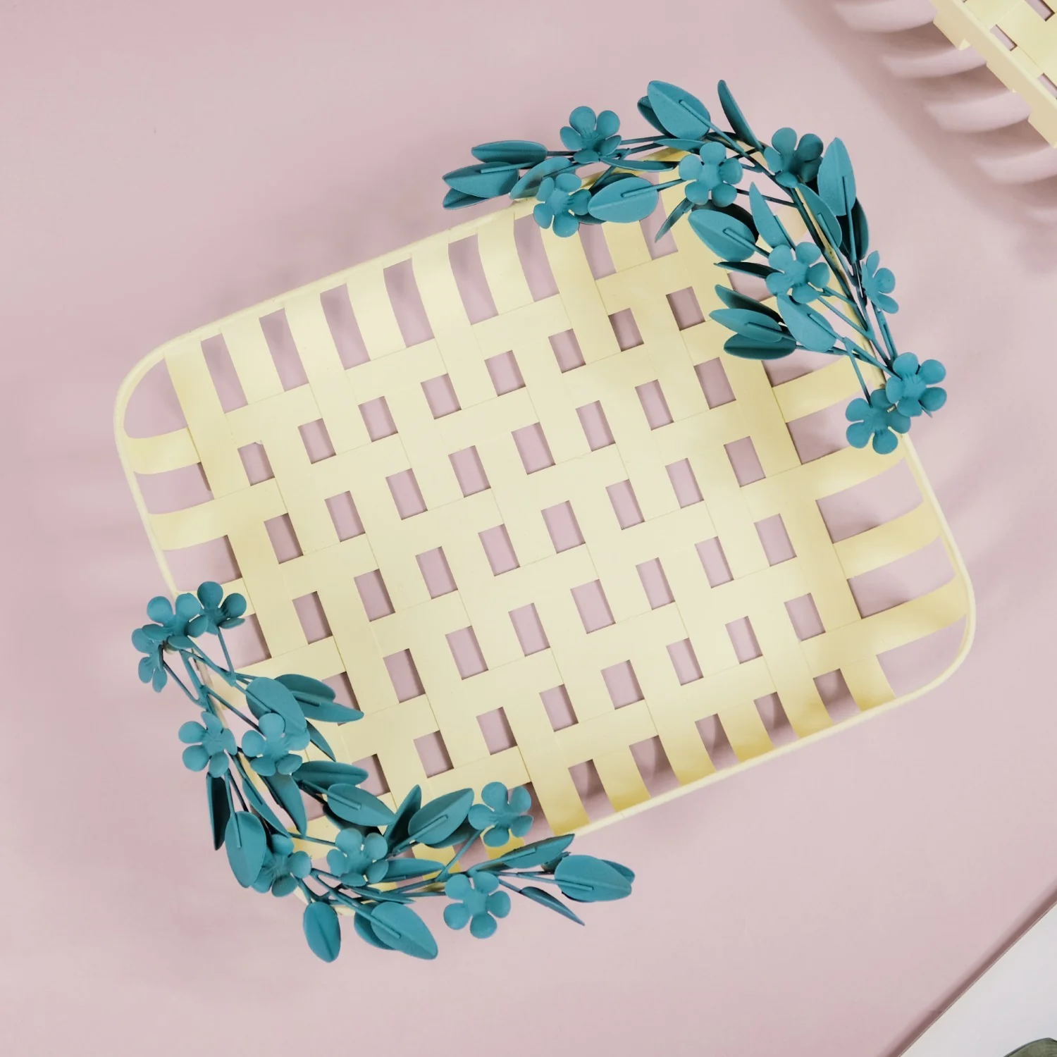 Bloom Metal Decorative Basket Yellow 13x10 Inch - Image 2