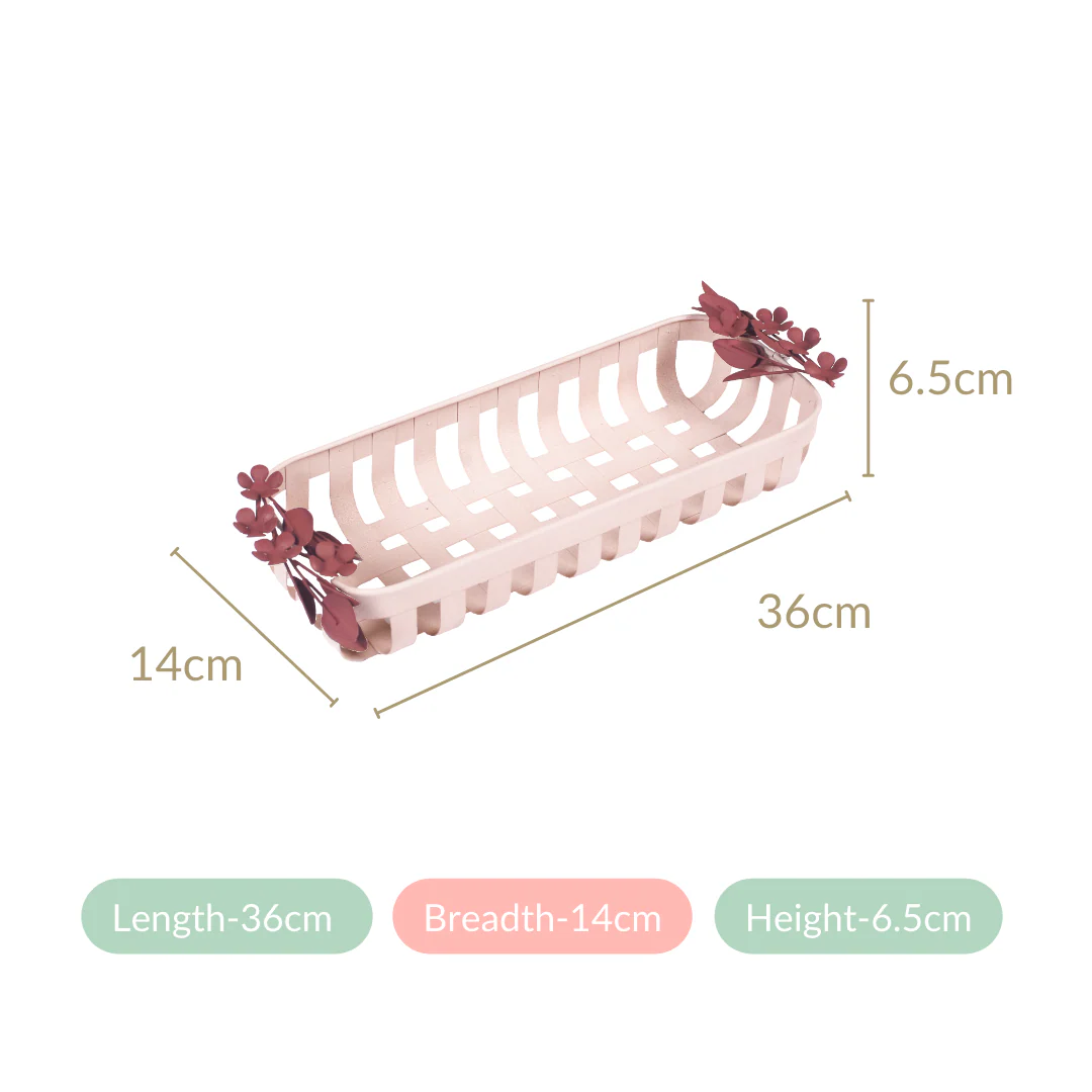 Bloom Pink Metal Decorative Tray 14x6 Inch - Image 6