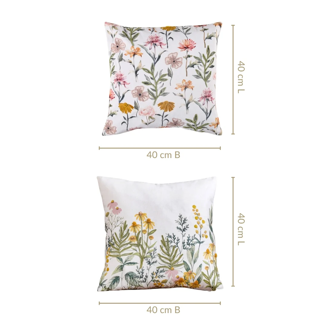 Blooming Embroidery Cotton Cushion Cover Set Of 2 40x40cm - Image 4
