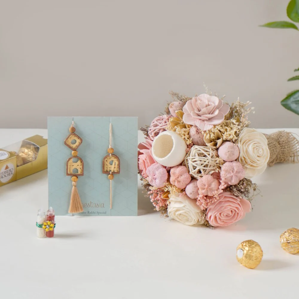 Blooms of Love Sustainable Rakhi Gift Set Of 4 - Image 4