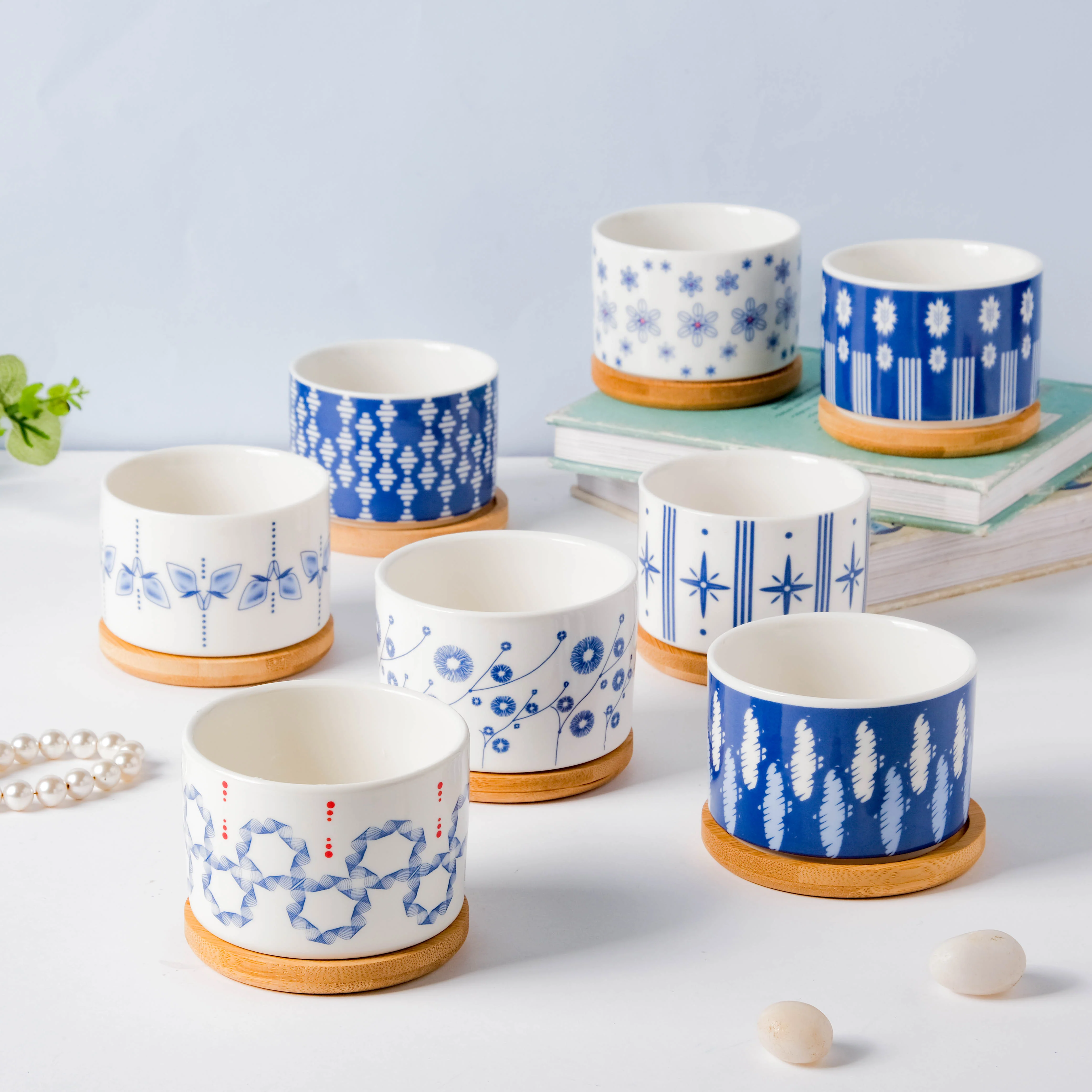Blue Charm Japanese Planter And Wooden Coaster - Image 8