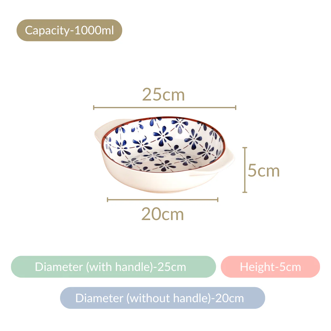 Blue Flower Serving Bowl Set Of 2 1000ml - Image 5