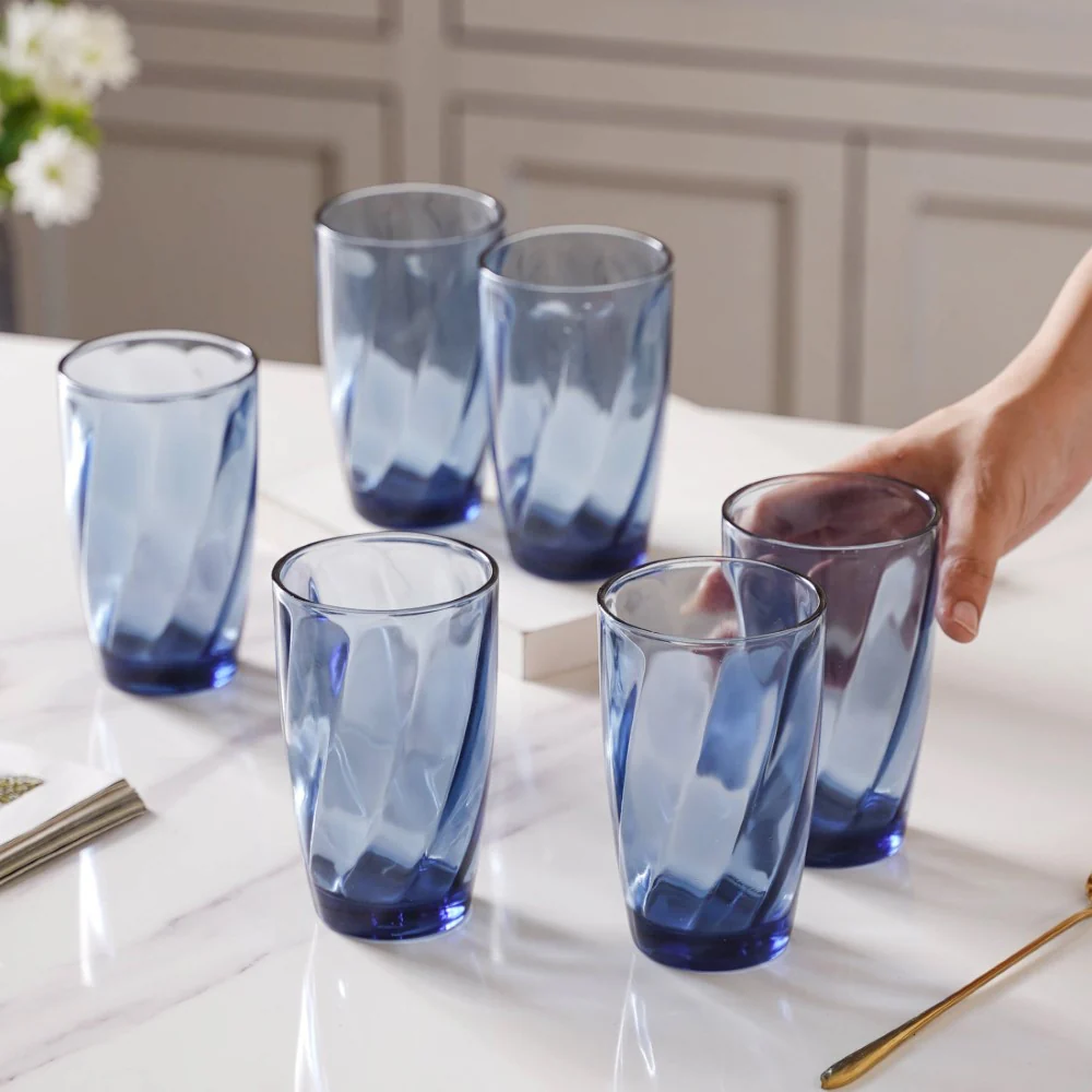 Blue Swirl Drinking Glass Set of 6 - Image 2