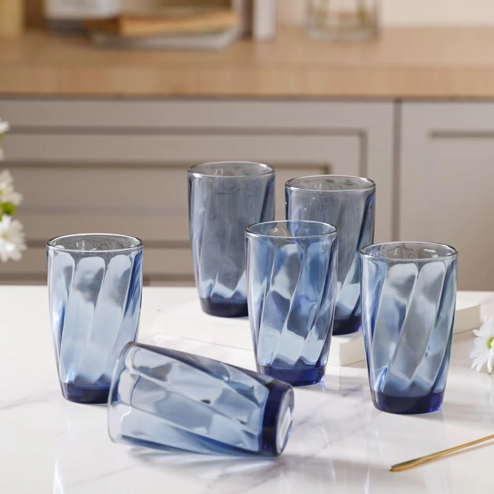Blue Swirl Drinking Glass Set of 6 - Image 9