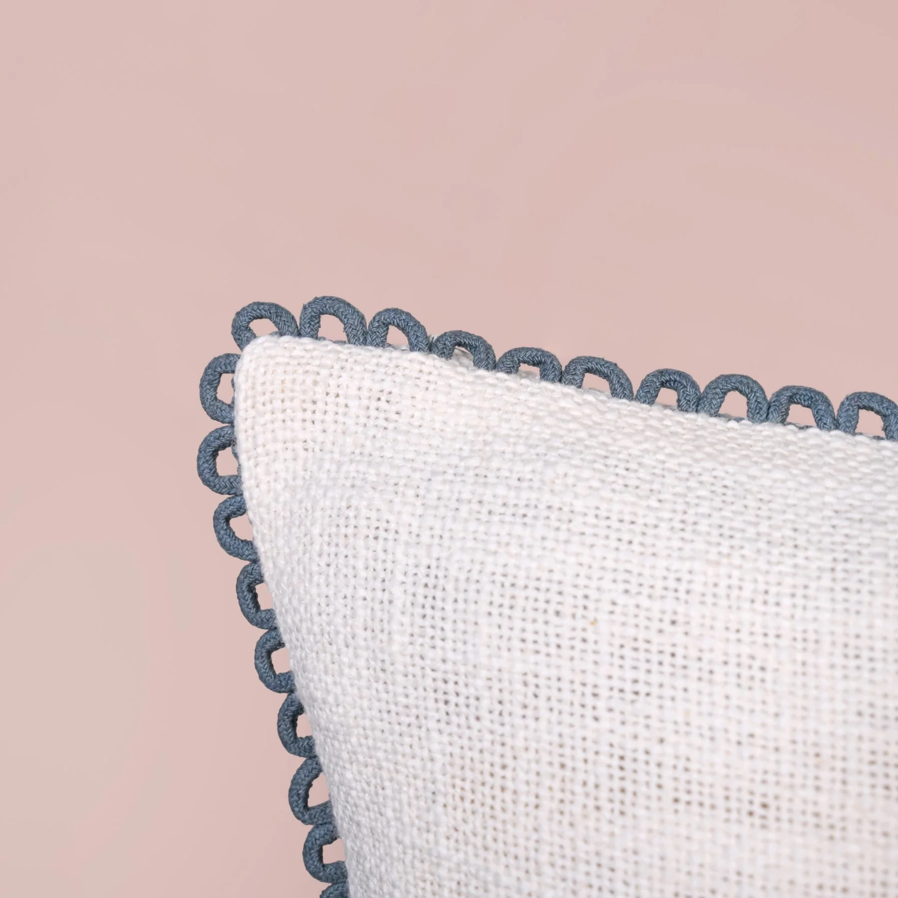 Blueline Lace Cotton Sofa With Looped Edging Set Cushion Cover Set Of 2 - Image 5