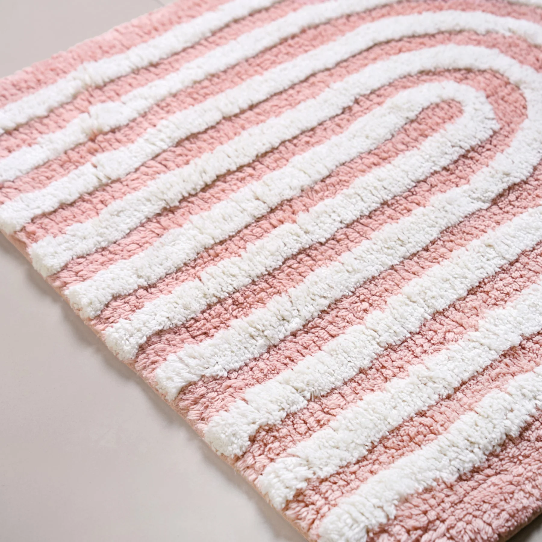 Blush Pink Anti Slip Tufted Cotton Floor Mat 82x52cm - Image 7