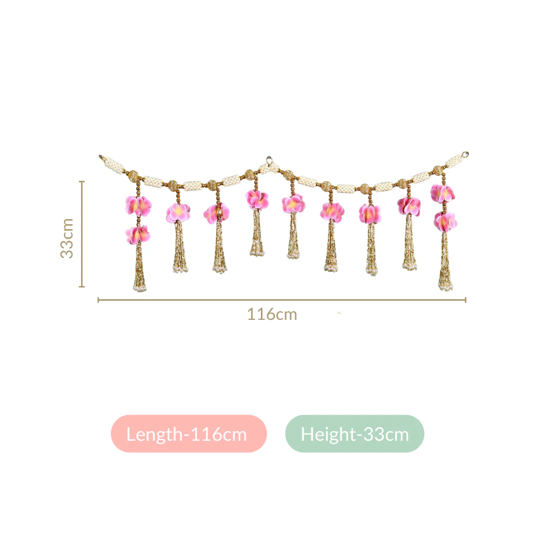 Blush Pink Floral Toran For Entrance Decor - Image 4
