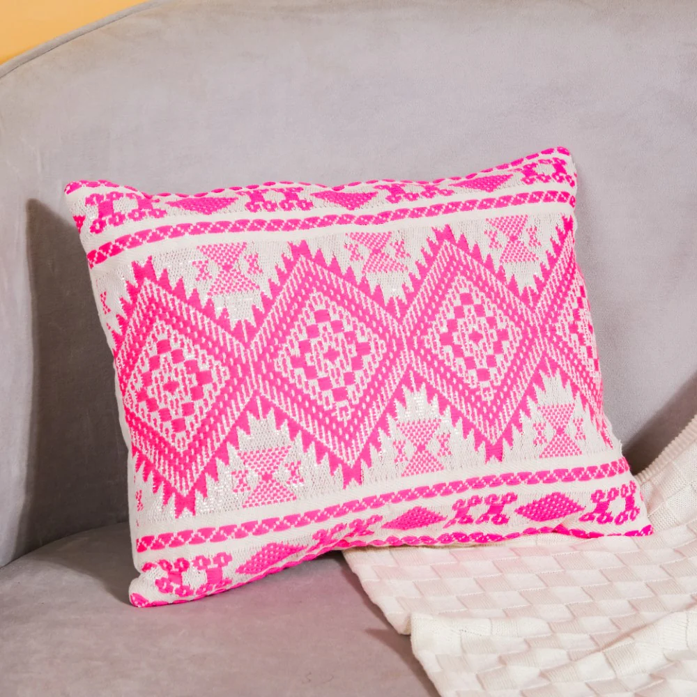Boho Colour Pop Cushion Cover And Runner Pink Set Of 3 - Image 8