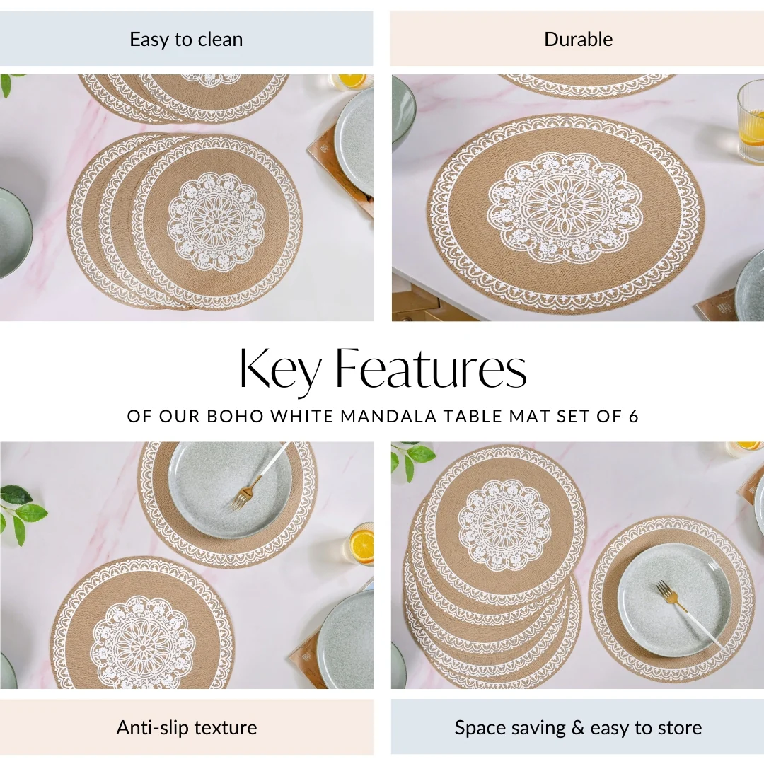 Boho White Mandala Table Mat Set Of 6 - Image 5