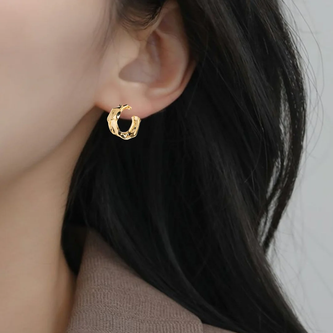 Bold Abstraction Gold Hoop Earrings - Image 5