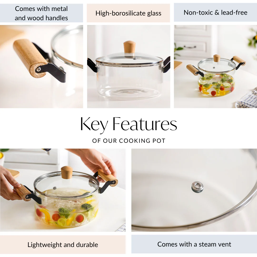 Borosilicate Simmer Pot With Handle Medium 3500ml - Image 4