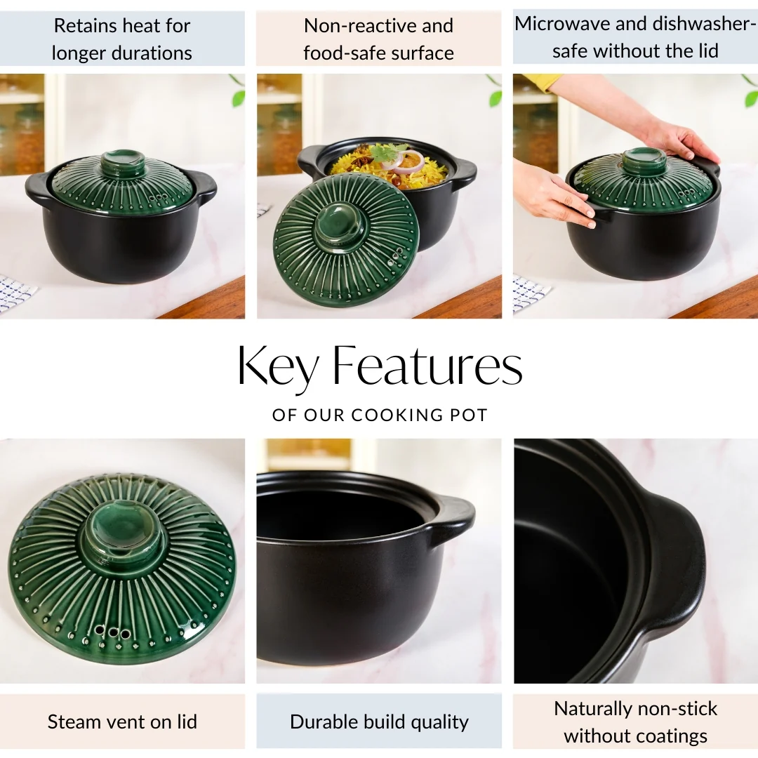 Botanica Japanese Ceramics Cooking Pot With Lid 3600ml - Image 4