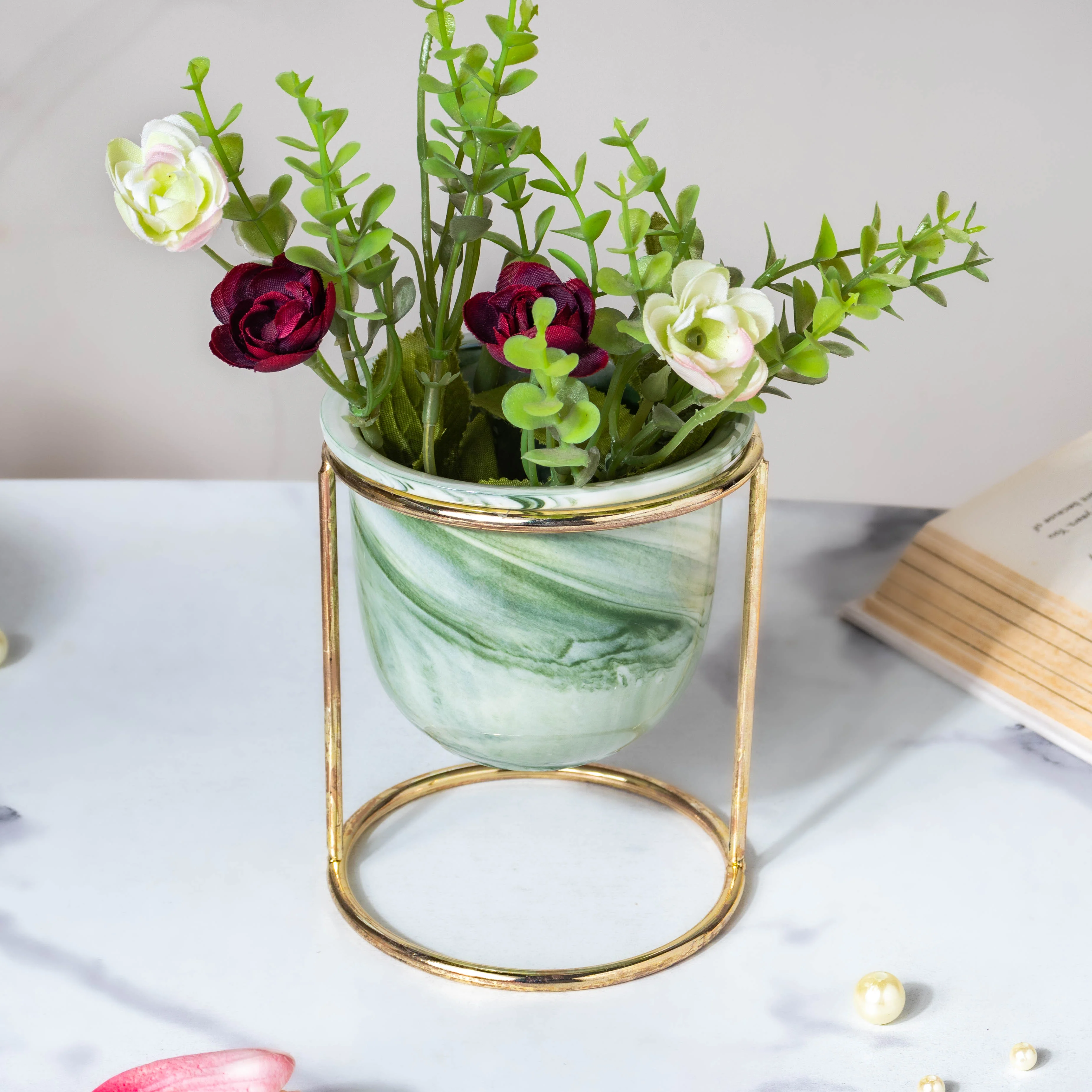 Botanica Marble Green Planter with Stand - Image 3