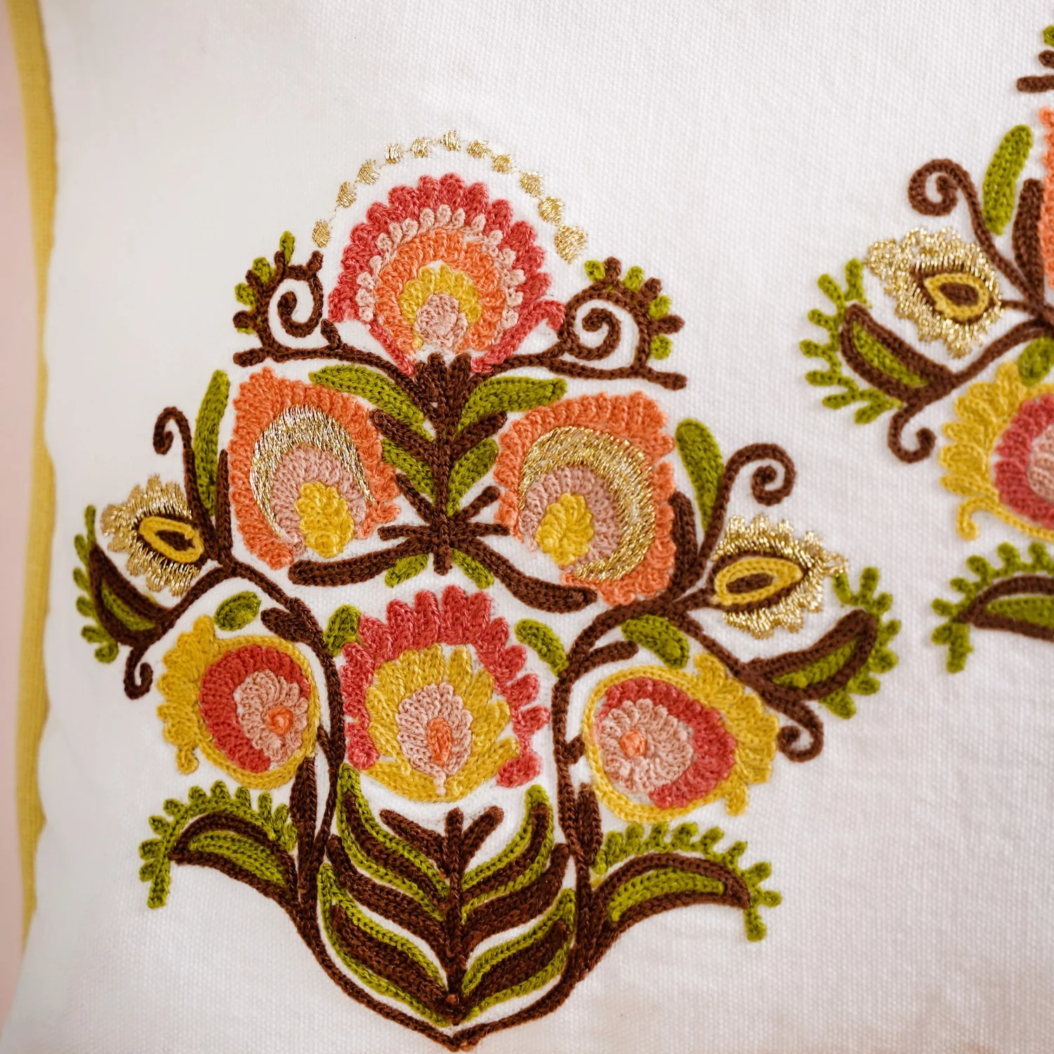 Bouquet Motif Cotton Canvas Embroidered Cushion Cover 50x30cm - Image 6