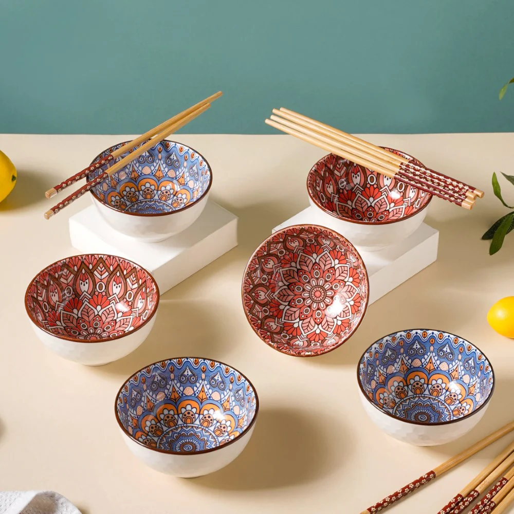 Bowls with Chopsticks Set of 6 - Image 6