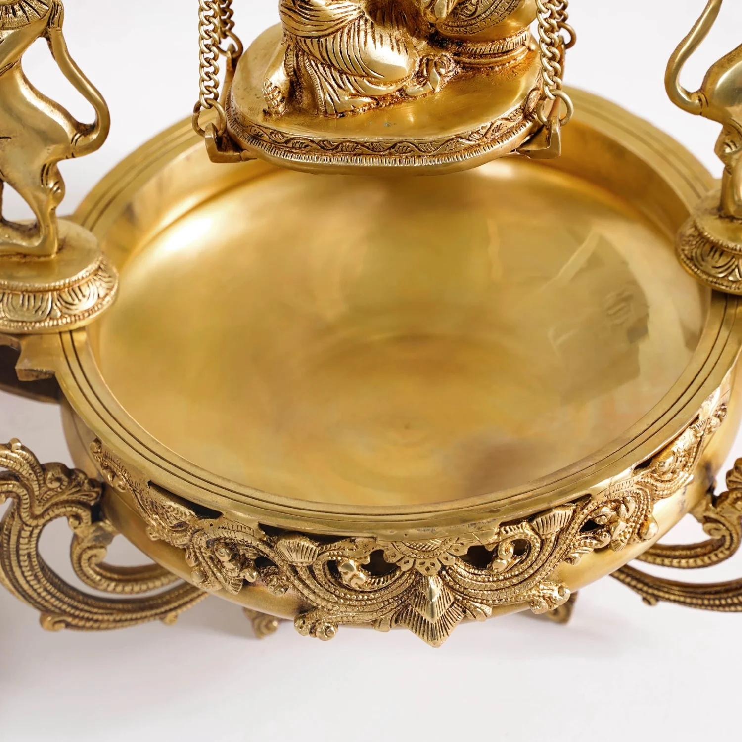 Brass Laddu Gopal Decorative Urli Bowl With Swing - Image 10