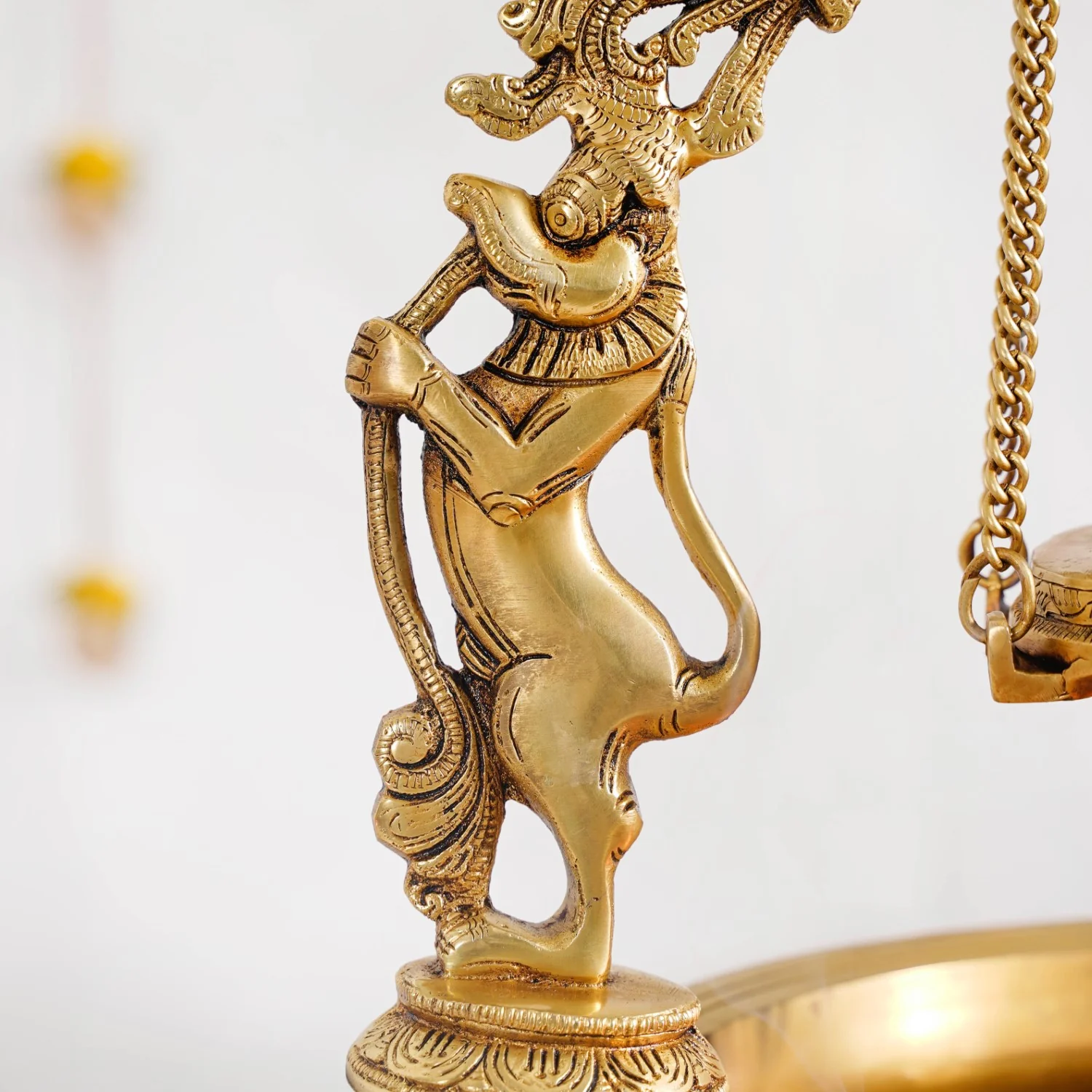 Brass Laddu Gopal Decorative Urli Bowl With Swing - Image 11