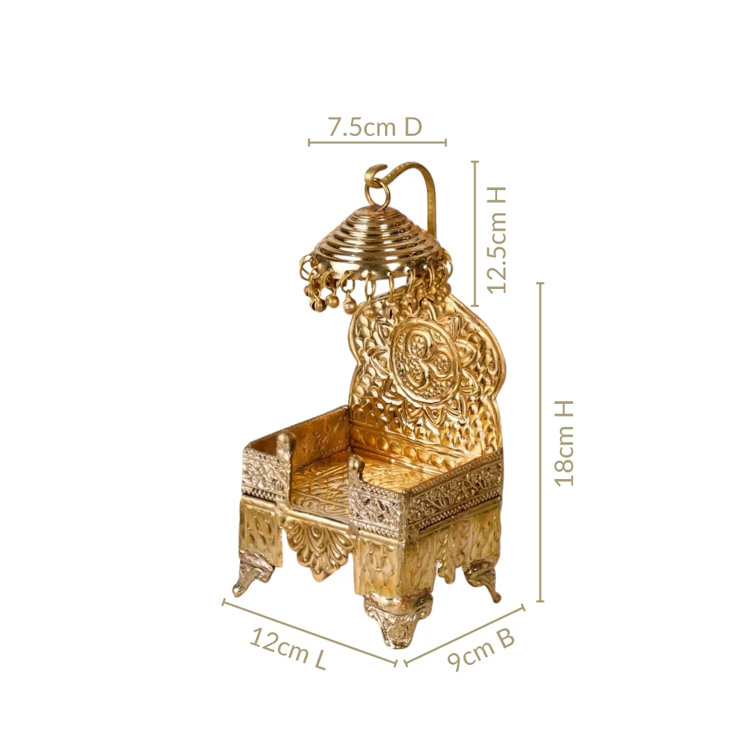 Brass Singhasan With Detachable Chatra - Image 3
