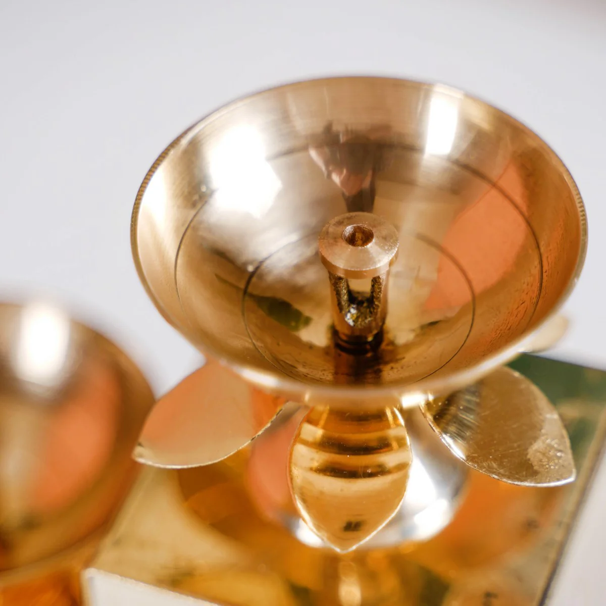 Brass Step Decorative Flower Diya Stand Set Of 2 Gold - Image 11