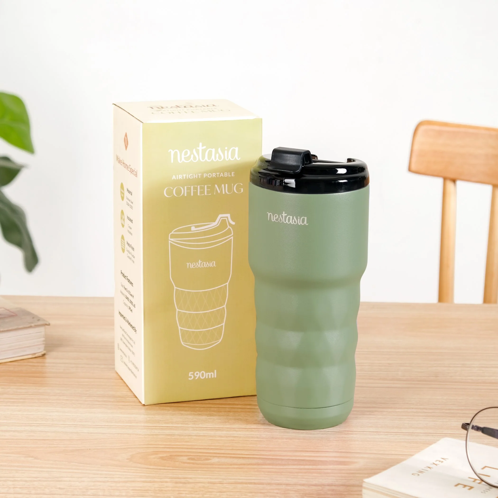 Brewster Grande Vacuum Copper Insulated Travel Flask Seaweed Green 590ml - Image 4