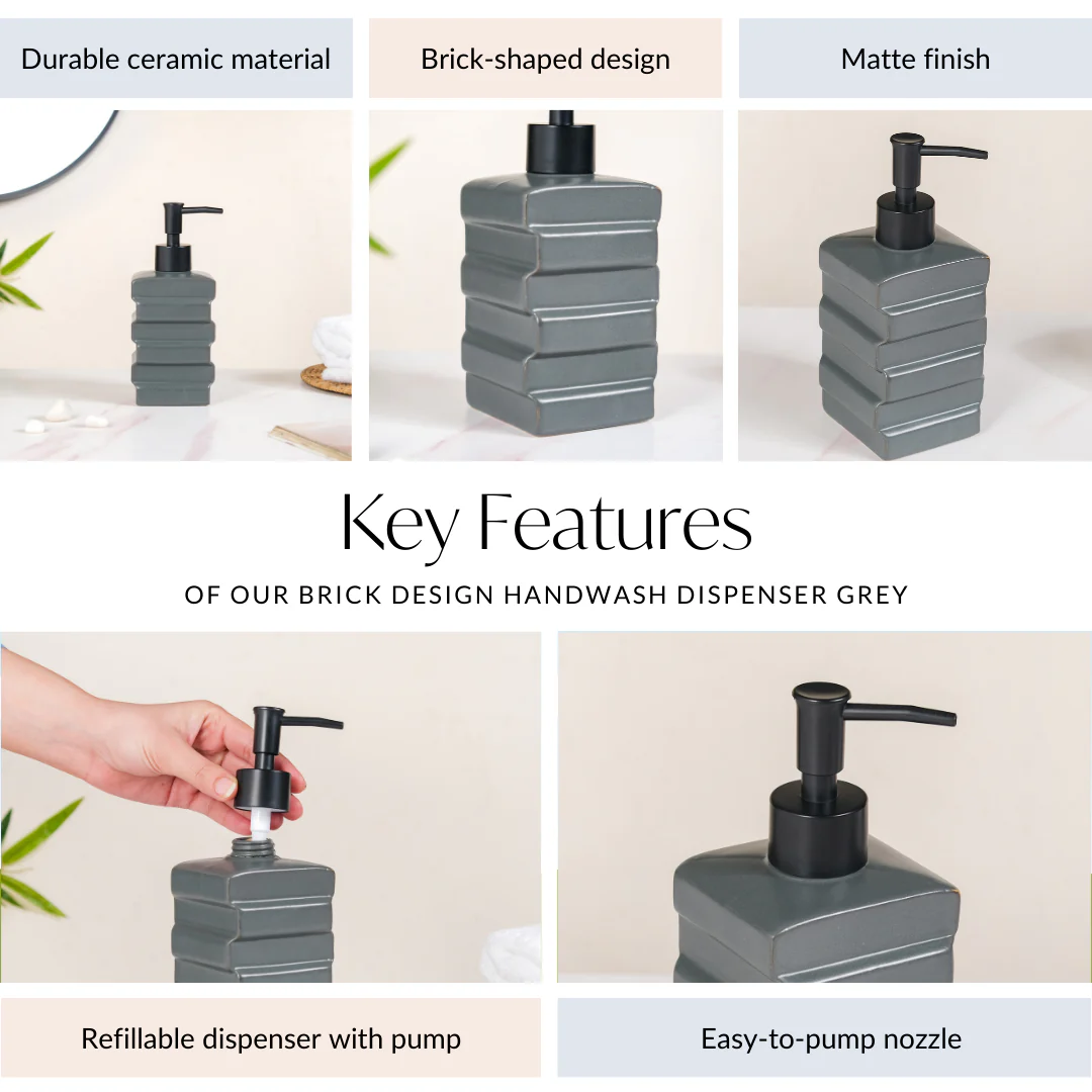 Brick Design Handwash Dispenser Grey 450ml - Image 5